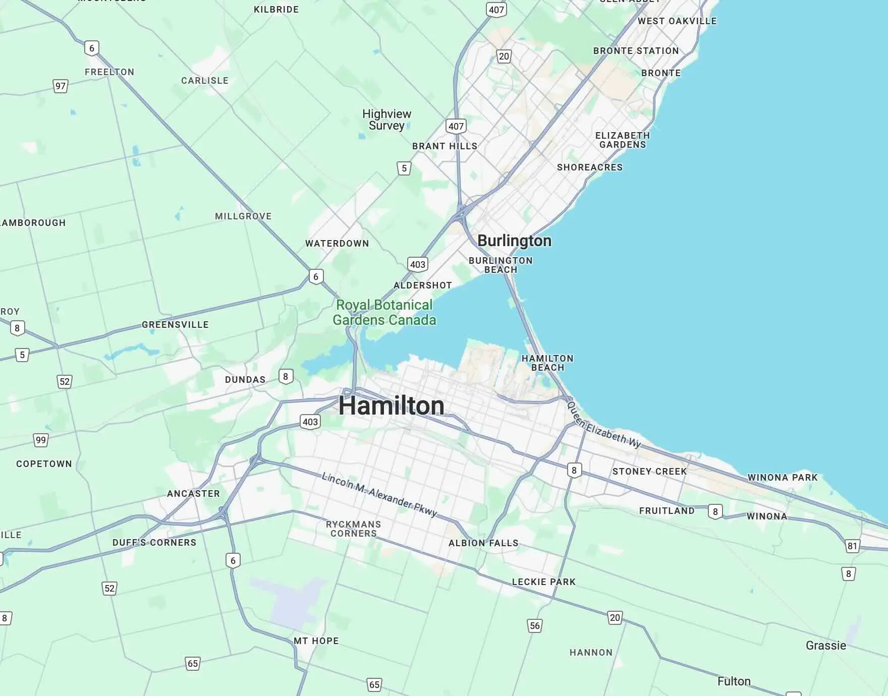 Map of Hamilton ON